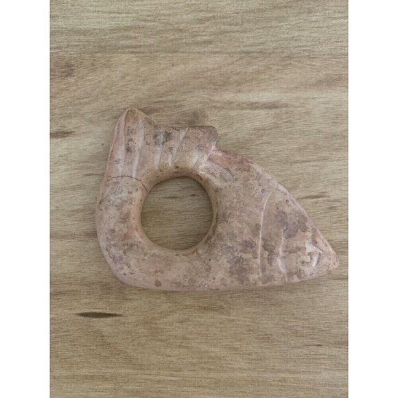 VTG 80s Soapstone Tropical Fish Neutral/ Beige Napkin Ring Holders Heavy Duty - Picture 4 of 5